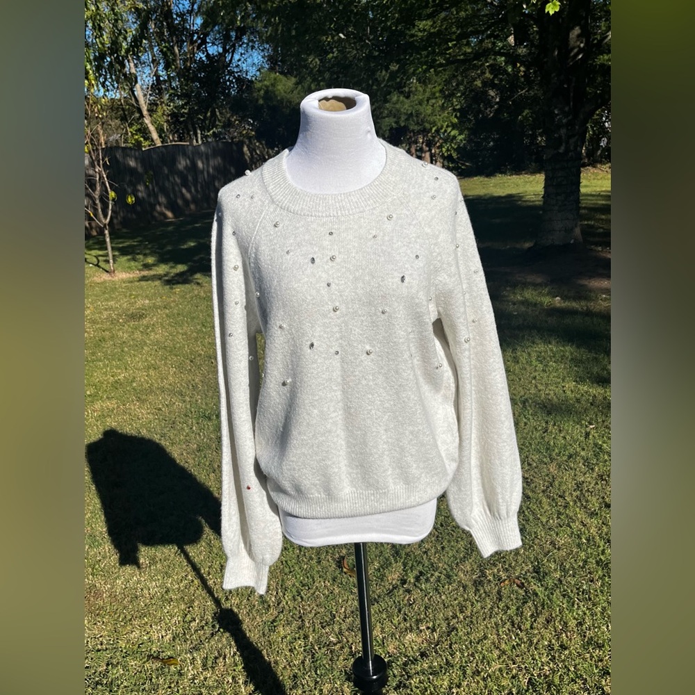 Gray embellished sweater